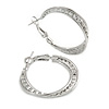 30mm Medium Textured Twisted Hoop Earrings In Silver Tone