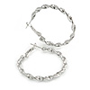 40mm Medium Twisted Hoop Earrings In Silver Tone
