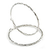 60mm D/ Silver Tone Twisted Hoop Earrings/ Large