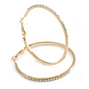 55mm Large Crystal Hoop Earrings in Gold Tone