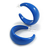 Blue Acrylic Half Hoop Earrings - 37mm Diameter