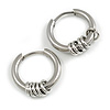 18mm D/ Minimalist Small Sleeper Hoop Huggie Earrings in Silver Tone Suitable for Men/Women