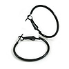 30mm D/ Black Enamel Slim Hoop Earrings/ Small