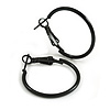 25mm D/ Black Enamel Slim Hoop Earrings/ Small