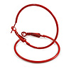 40mm D/ Red Enamel Slim Hoop Earrings