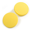 35mm D/ Yellow Acrylic Coin Round Stud Earrings in Matt Finish