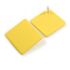30mm Tall/ Yellow Acrylic Square Stud Earrings in Matt Finish