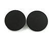 35mm D/ Black Acrylic Coin Round Stud Earrings in Matt Finish