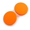35mm D/ Orange Acrylic Coin Round Stud Earrings in Matt Finish