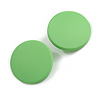 35mm D/ Lime Green Acrylic Coin Round Stud Earrings in Matt Finish