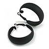 40mm D/ Wide Black Hoop Earrings in Matt Finish - Medium Size