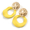 Off Round Curvy Hoop Earrings in Gold Tone (Yellow Matt Finish) - 50mm Long