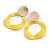 Off Round Textured Curvy Hoop Earrings in Gold Tone (Yellow Matt Finish) - 50mm Long