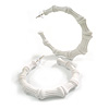 Large White Acrylic Bamboo Hoop Earrings - 55mm D
