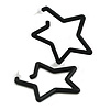 Large Black Acrylic Star Hoop Earrings - 70mm Across
