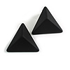 Matte Black Pyramid Shaped Acrylic Stud Earrings - 30mm Wide