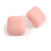 Square Three-dimensional Light Pink Matte Acrylic Stud Earrings - 23mm Wide