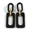 Black Square Acrylic Drop Earrings - 70mm Long