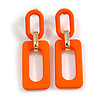 Orange Square Acrylic Drop Earrings - 70mm Long