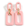 Long Pink Square Acrylic Drop Earrings - 70mm Long