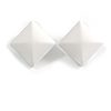 Square Ribbed Matte White Acrylic Stud Earrings - 18mm Tall