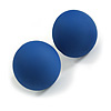 15mm Diameter Blue Acrylic Button Shaped Stud Earrings