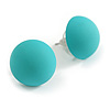 15mm Diameter Mint Acrylic Button Shaped Stud Earrings