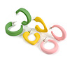 Grass Green/Bright Yellow/Pastel Pink Matte Acrylic Hoop Earrings - Set of 3 Pairs