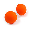 15mm Diameter Orange Matte Acrylic Button Shaped Stud Earrings