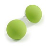 15mm Diameter Lime Green Acrylic Button Shaped Stud Earrings