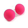 15mm Diameter Deep Pink Acrylic Button Shaped Stud Earrings