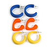 Yellow/Orange/Blue Matte Acrylic Hoop Earrings - Set of 3 Pairs
