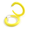 50mm Diameter/ Large Thick Glossy Acrylic Open Hoop Earrings in Neon Yellow Colour