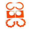 Square/Round/Wavy Shaped Glossy Acrylic Hoop Earrings in Neon Orange - Set of 3 Pairs