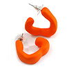 Medium Open Triangular Matte Orange Acrylic Hoop Earrings - 30mm Tall