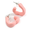 Medium Open Triangular Matte Light Pink Acrylic Hoop Earrings - 30mm Tall