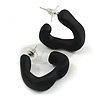 Medium Open Triangular Matte Black Acrylic Hoop Earrings - 30mm Tall