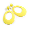 Large Oval Glossy Acrylic Dangle Earrings in Pineapple Yellow Colour - 80mm Long