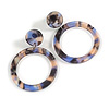 Medium Size Open Cut Acrylic Hoop Earrings in Blend of Black/Peach/Aubergine Colours - 55mm Drop/40mm Diameter