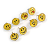 Happy Smiley Face - Set of 4 Stud Earrings - 8mm Diameter