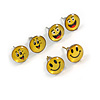 Smiley Faces - Set of 3 Stud Earrings - 8mm Diameter