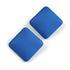Royal Blue Square Matte Acrylic Stud Earrings - 27mm Tall