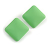 Salad Green Square Matte Acrylic Stud Earrings - 27mm Tall
