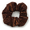 Chocolate Brown With Gold Stripes Hair Scrunchie
