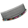 Black Acrylic Multicoloured Crystal Accent Hair Comb - 10cm