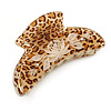 Large Gold Tone Animal Print Acrylic Hair Claw/ Clamp (Brown/ Sand) - 95mm Long