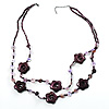 2 Strand Purple Floral Shell Necklace (Purple)