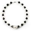 Black & White Imitation Pearl Necklace - 38cm L