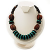 Chunky Beaded Necklace (Brown & Green)