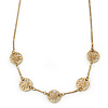 Matt Gold Tone Floral Necklace - 38cm L/ 5cm Ext